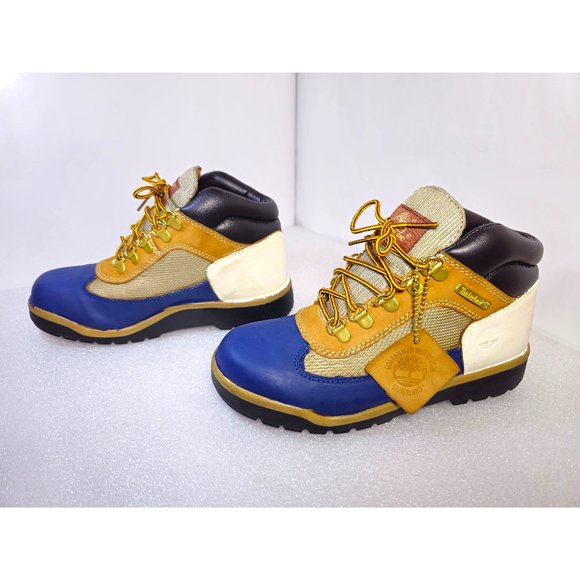 Hand-Painted Distressed Tan Wheat Timberland Grade School Field Boots Boys Sz 4 - Picture 2 of 12